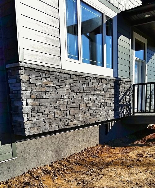 Stacked stone & parging