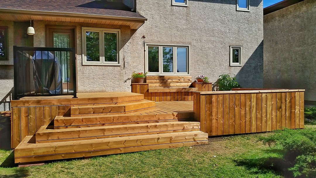Brown pressure treated deck