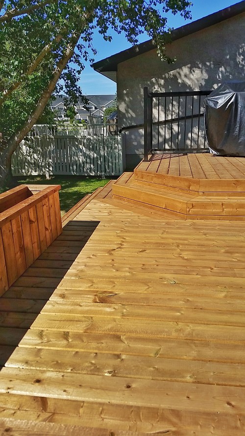 Brown pressure treated deck