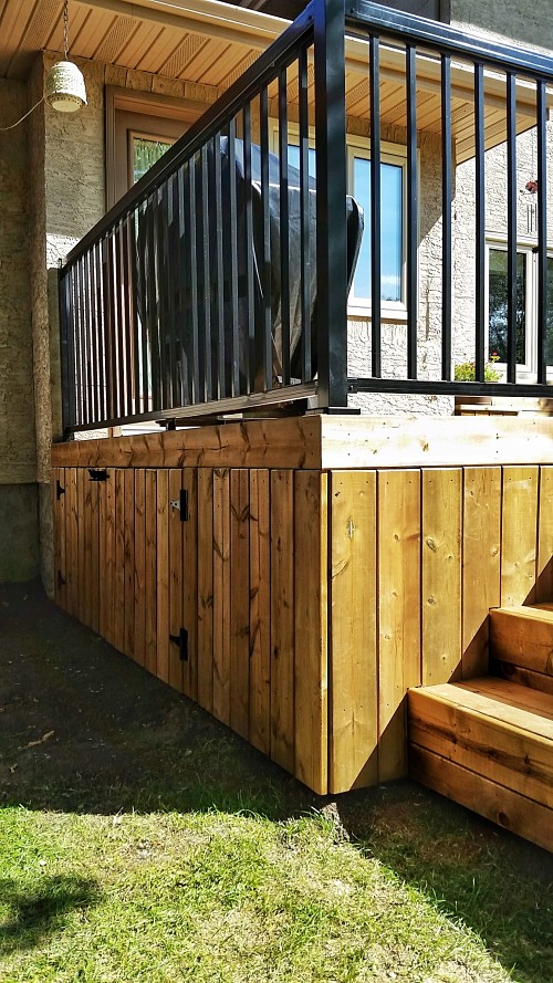 Brown pressure treated deck