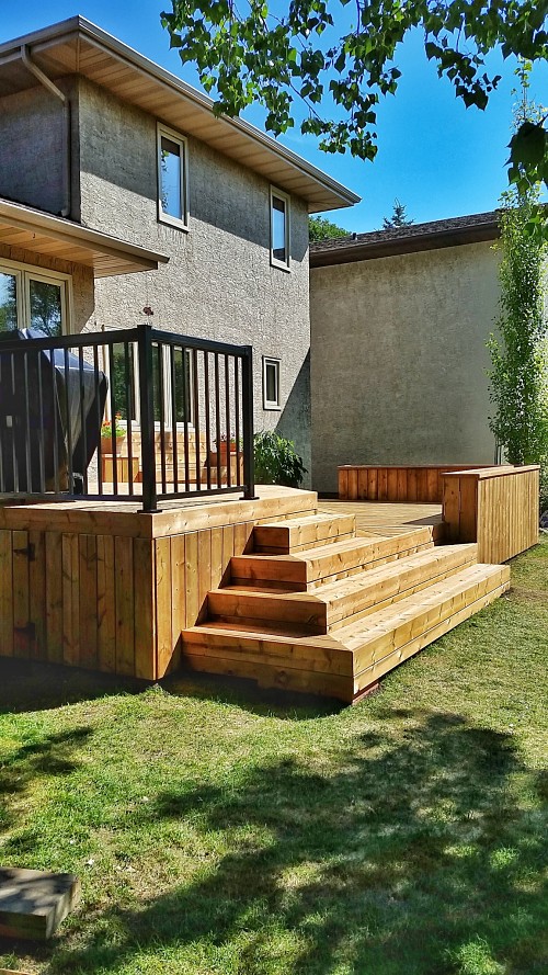Brown pressure treated deck