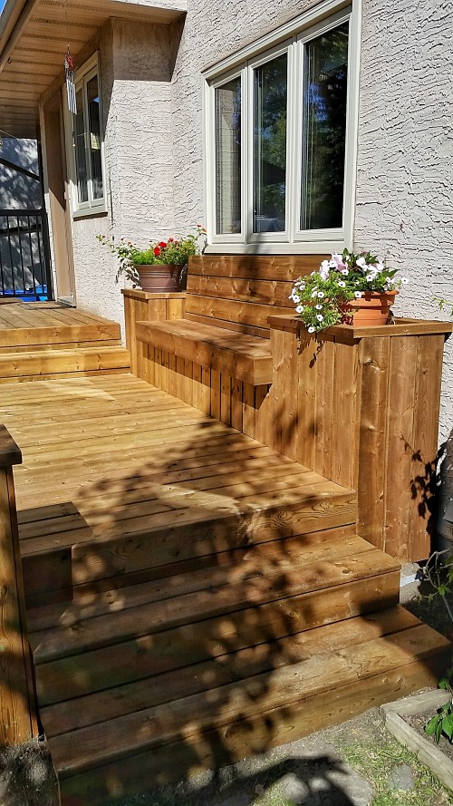 Brown pressure treated deck