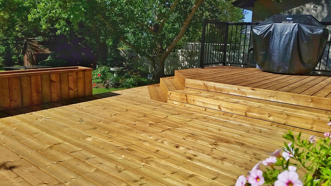 Brown pressure treated deck