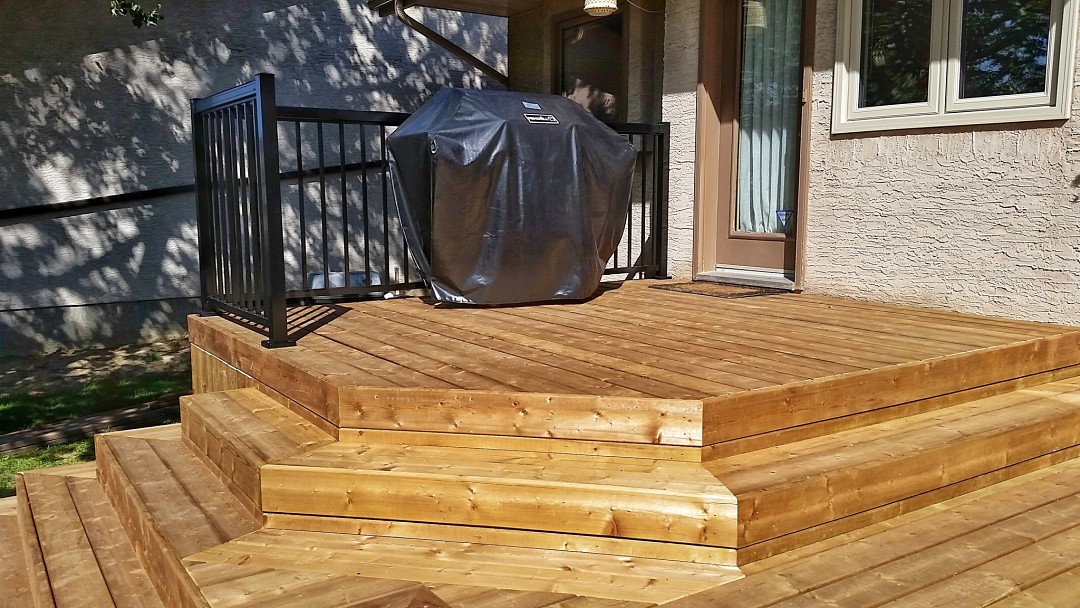 Brown pressure treated deck