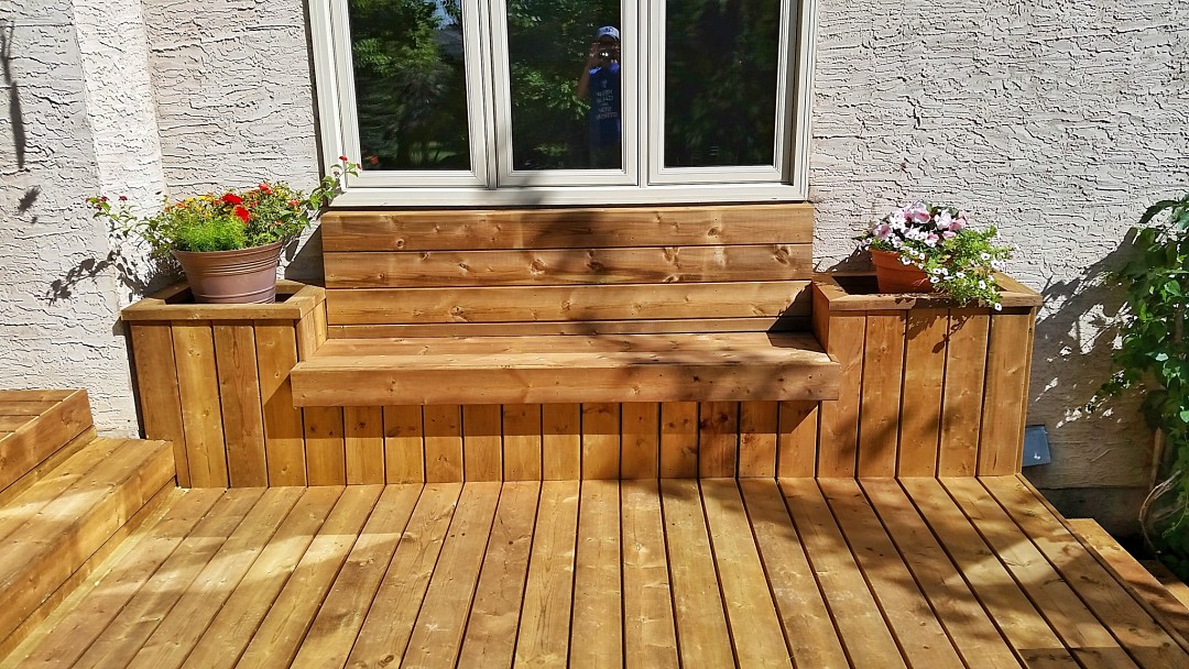 Brown pressure treated deck