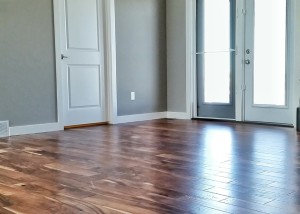 Acacia Hardwood flooring in custom home build dining area