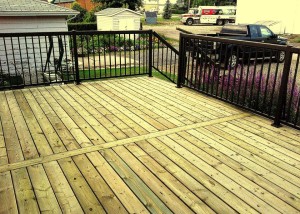 Standard Pressure Treated Deck black aluminum railing